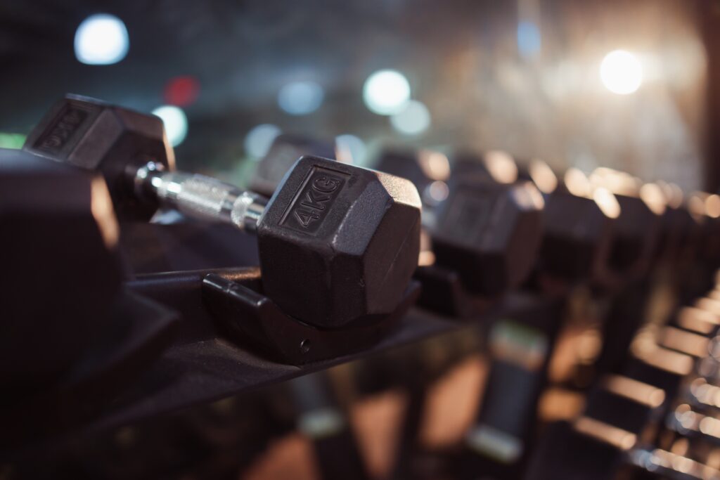 rows of dumbbells in the gym gym interior with eq 2022 10 26 02 23 40 utc scaled